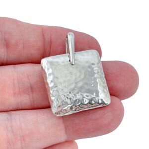 Retired Silpada Sterling Silver 925 Hammered Square Puffy Pendant S1118
